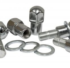 Chrome Nut & Stud Kit, with Flat Washers M12-1.5, (for Mag Wheels) 5 Pair - FREE SHIPPING