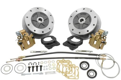 Deluxe Wide Track Rear Disc Brake Kit - Swing Axle 5-Lug, 5x205mm with Emergency Brake - FREE SHIPPING